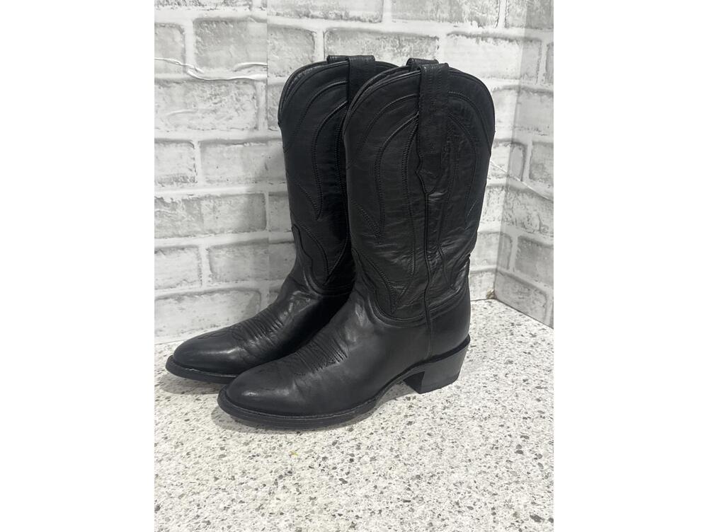 Allens Boots Black Leather Men's Western Cowboy Boots